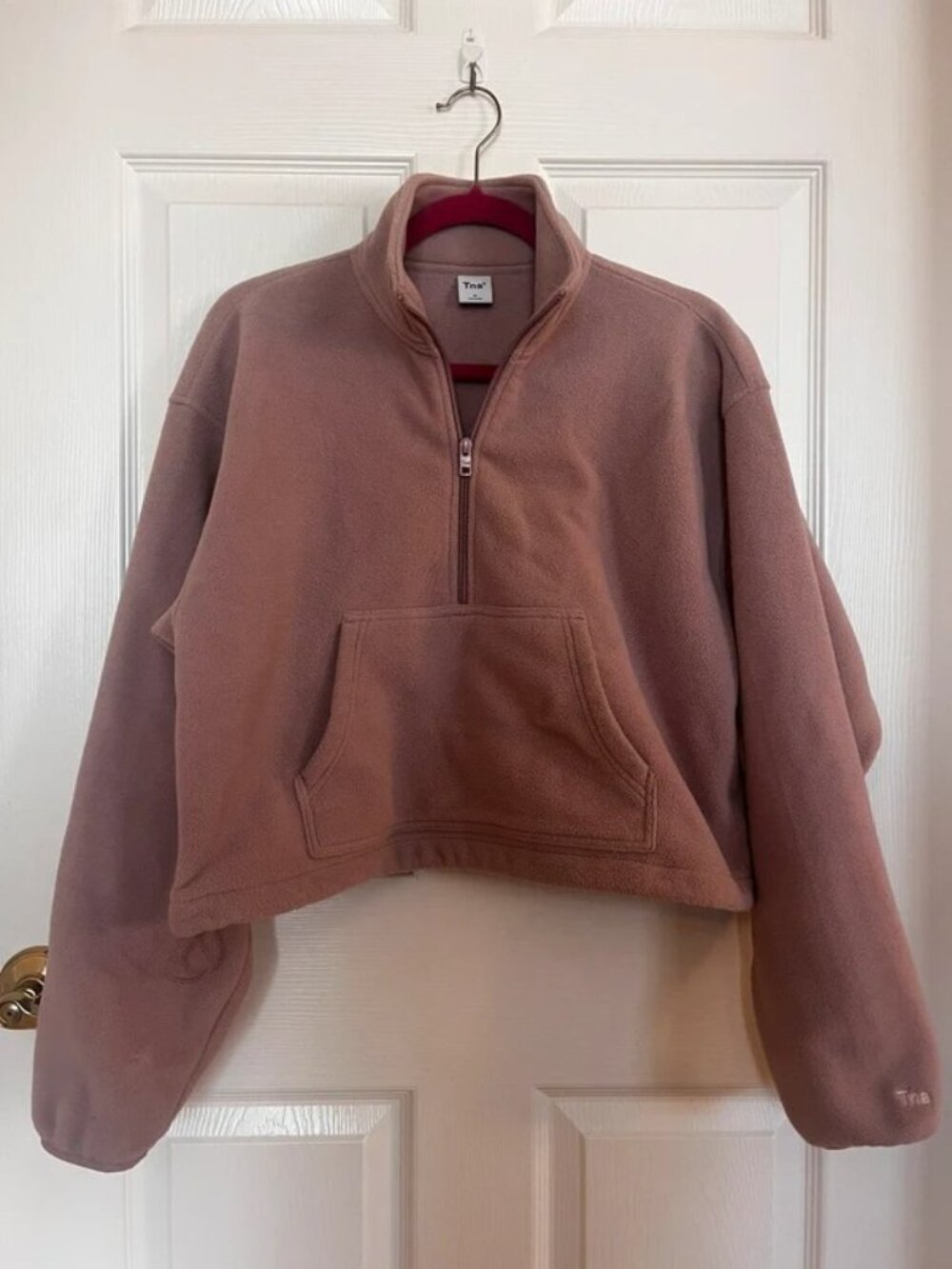 Women’s Mauve Lilac Cropped Fleece Half-Zip Jacket M